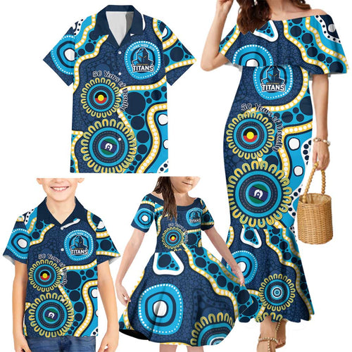 Titans NAIDOC Week 2026 Personalised Family Matching Mermaid Dress and Hawaiian Shirt 50 Years of Deadly Aboriginal Art