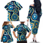 Titans NAIDOC Week 2026 Personalised Family Matching Off The Shoulder Long Sleeve Dress and Hawaiian Shirt 50 Years of Deadly Aboriginal Art