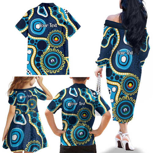 Titans NAIDOC Week 2026 Personalised Family Matching Off The Shoulder Long Sleeve Dress and Hawaiian Shirt 50 Years of Deadly Aboriginal Art