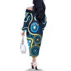 Titans NAIDOC Week 2026 Personalised Family Matching Off The Shoulder Long Sleeve Dress and Hawaiian Shirt 50 Years of Deadly Aboriginal Art