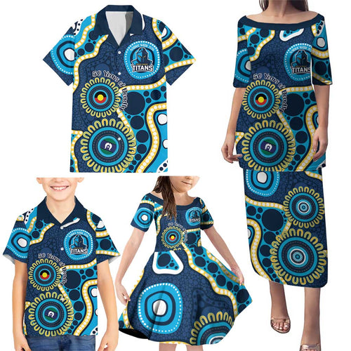 Titans NAIDOC Week 2026 Personalised Family Matching Puletasi and Hawaiian Shirt 50 Years of Deadly Aboriginal Art