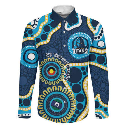 Titans NAIDOC Week 2026 Personalised Family Matching Short Sleeve Bodycon Dress and Hawaiian Shirt 50 Years of Deadly Aboriginal Art