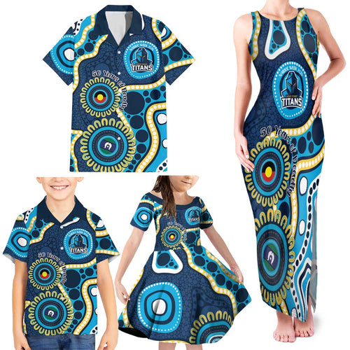 Titans NAIDOC Week 2026 Personalised Family Matching Tank Maxi Dress and Hawaiian Shirt 50 Years of Deadly Aboriginal Art