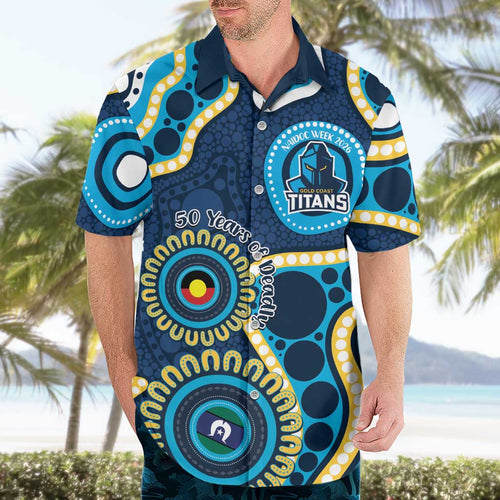 Titans NAIDOC Week 2026 Personalised Hawaiian Shirt 50 Years of Deadly Aboriginal Art