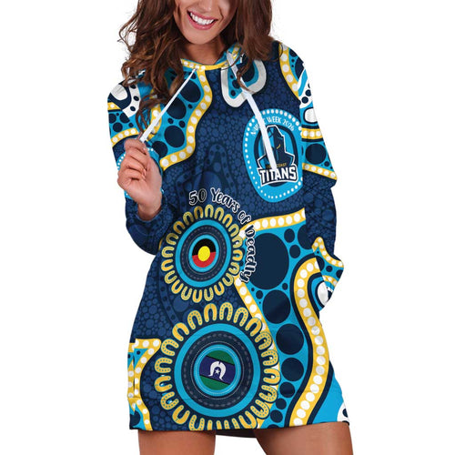 Titans NAIDOC Week 2026 Personalised Hoodie Dress 50 Years of Deadly Aboriginal Art
