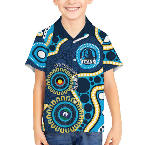Titans NAIDOC Week 2026 Personalised Kid Hawaiian Shirt 50 Years of Deadly Aboriginal Art