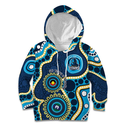 Titans NAIDOC Week 2026 Personalised Kid Hoodie 50 Years of Deadly Aboriginal Art