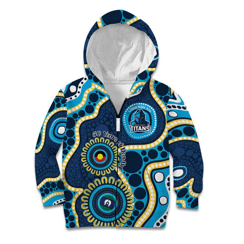 Titans NAIDOC Week 2026 Personalised Kid Hoodie 50 Years of Deadly Aboriginal Art