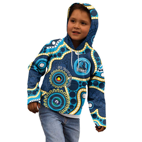 Titans NAIDOC Week 2026 Personalised Kid Hoodie 50 Years of Deadly Aboriginal Art