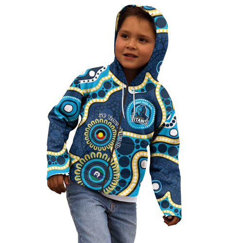 Titans NAIDOC Week 2026 Personalised Kid Hoodie 50 Years of Deadly Aboriginal Art