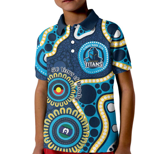 Titans NAIDOC Week 2026 Personalised Kid Polo Shirt 50 Years of Deadly Aboriginal Art