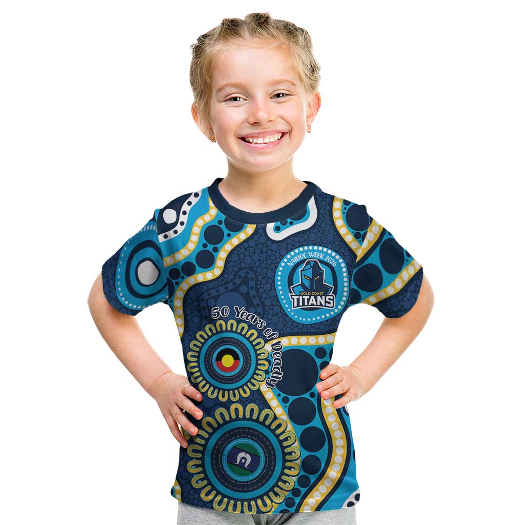 Titans NAIDOC Week 2026 Personalised Kid T Shirt 50 Years of Deadly Aboriginal Art