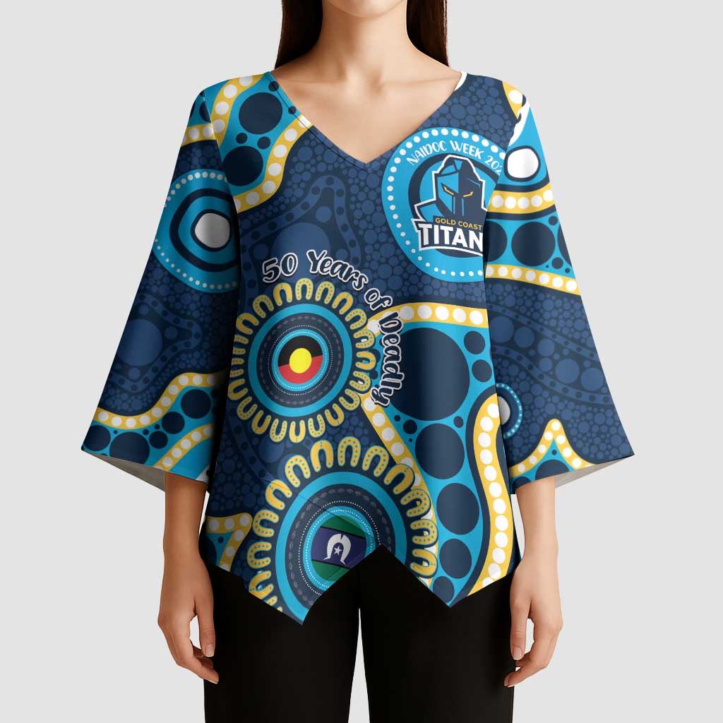 Titans NAIDOC Week 2026 Personalised Kimono Sleeve Blouse 50 Years of Deadly Aboriginal Art