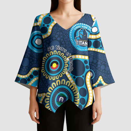 Titans NAIDOC Week 2026 Personalised Kimono Sleeve Blouse 50 Years of Deadly Aboriginal Art