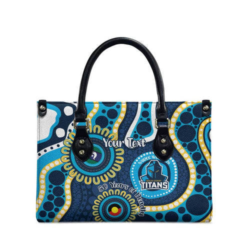 Titans NAIDOC Week 2026 Personalised Leather Bag 50 Years of Deadly Aboriginal Art