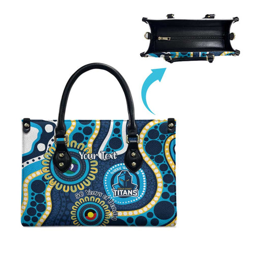 Titans NAIDOC Week 2026 Personalised Leather Bag 50 Years of Deadly Aboriginal Art