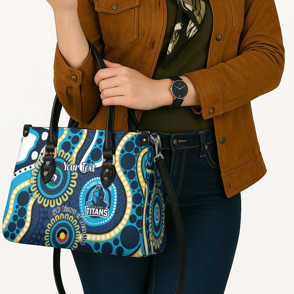 Titans NAIDOC Week 2026 Personalised Leather Bag 50 Years of Deadly Aboriginal Art