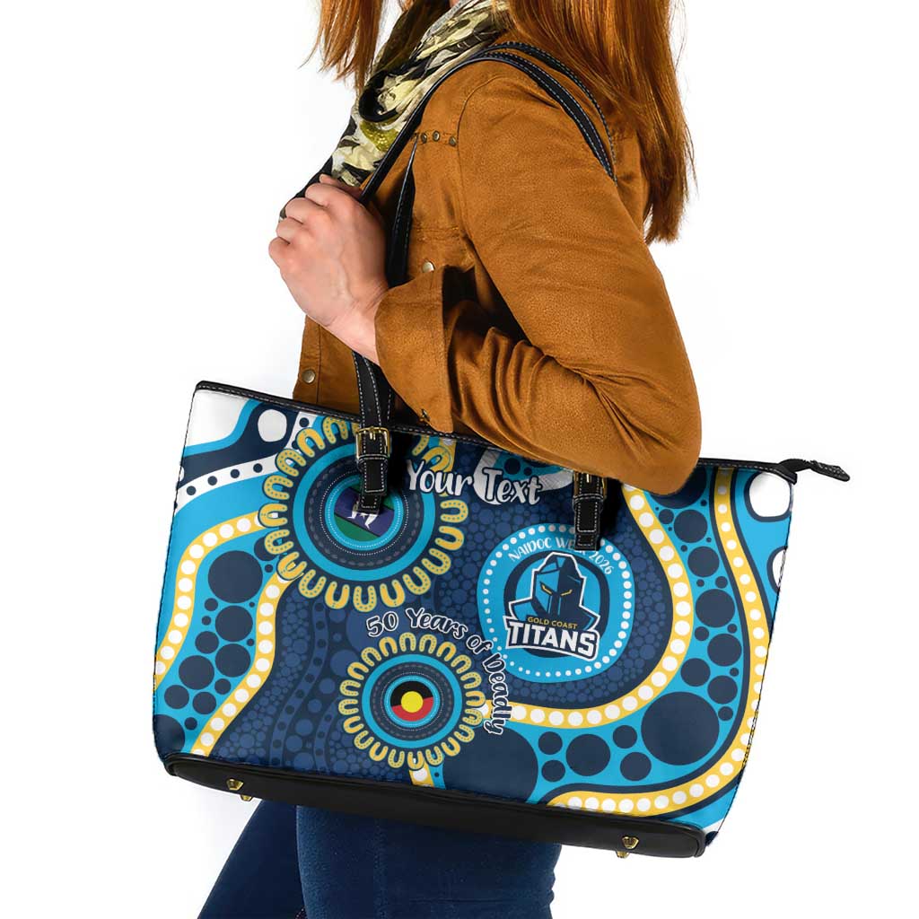 Titans NAIDOC Week 2026 Personalised Leather Tote Bag 50 Years of Deadly Aboriginal Art