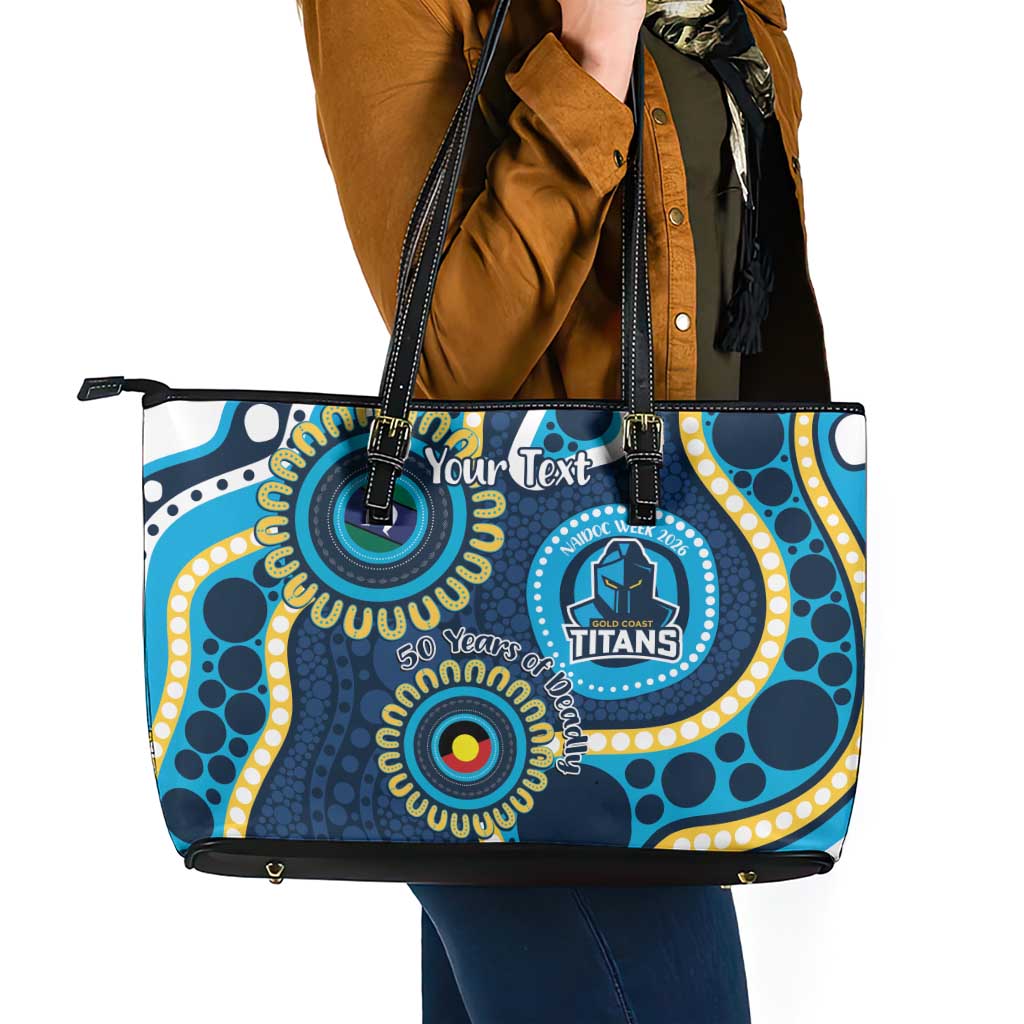 Titans NAIDOC Week 2026 Personalised Leather Tote Bag 50 Years of Deadly Aboriginal Art