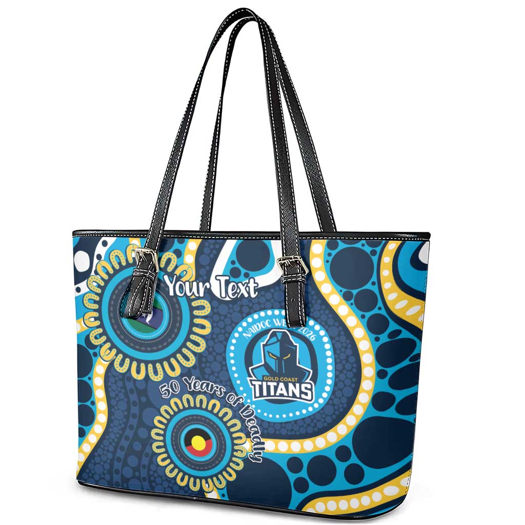 Titans NAIDOC Week 2026 Personalised Leather Tote Bag 50 Years of Deadly Aboriginal Art