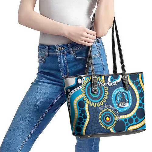 Titans NAIDOC Week 2026 Personalised Leather Tote Bag 50 Years of Deadly Aboriginal Art