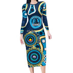 Titans NAIDOC Week 2026 Personalised Long Sleeve Bodycon Dress 50 Years of Deadly Aboriginal Art