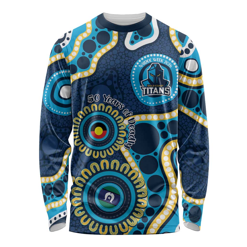 Titans NAIDOC Week 2026 Personalised Long Sleeve Shirt 50 Years of Deadly Aboriginal Art