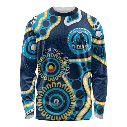 Titans NAIDOC Week 2026 Personalised Long Sleeve Shirt 50 Years of Deadly Aboriginal Art