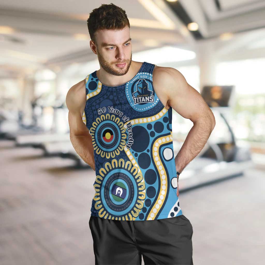 Titans NAIDOC Week 2026 Personalised Men Tank Top 50 Years of Deadly Aboriginal Art