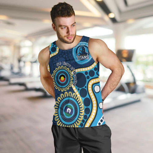 Titans NAIDOC Week 2026 Personalised Men Tank Top 50 Years of Deadly Aboriginal Art