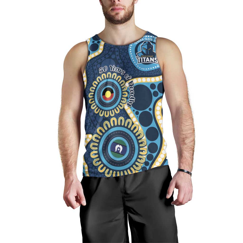 Titans NAIDOC Week 2026 Personalised Men Tank Top 50 Years of Deadly Aboriginal Art