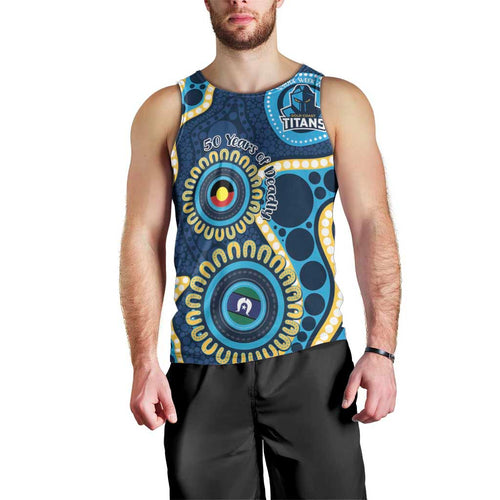 Titans NAIDOC Week 2026 Personalised Men Tank Top 50 Years of Deadly Aboriginal Art