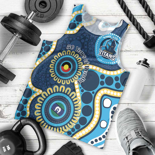 Titans NAIDOC Week 2026 Personalised Men Tank Top 50 Years of Deadly Aboriginal Art