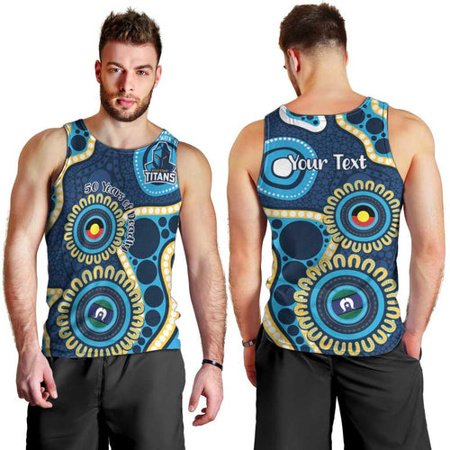 Titans NAIDOC Week 2026 Personalised Men Tank Top 50 Years of Deadly Aboriginal Art