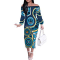 Titans NAIDOC Week 2026 Personalised Off The Shoulder Long Sleeve Dress 50 Years of Deadly Aboriginal Art