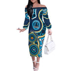 Titans NAIDOC Week 2026 Personalised Off The Shoulder Long Sleeve Dress 50 Years of Deadly Aboriginal Art