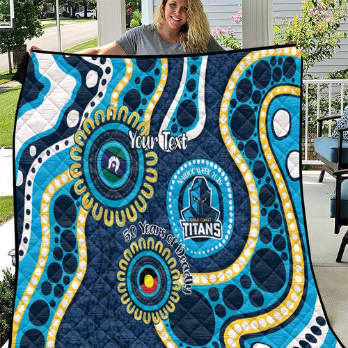 Titans NAIDOC Week 2026 Personalised Quilt 50 Years of Deadly Aboriginal Art