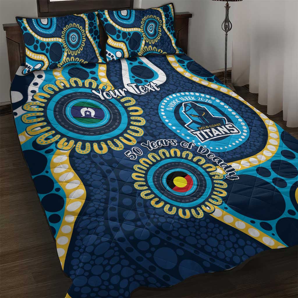 Titans NAIDOC Week 2026 Personalised Quilt Bed Set 50 Years of Deadly Aboriginal Art