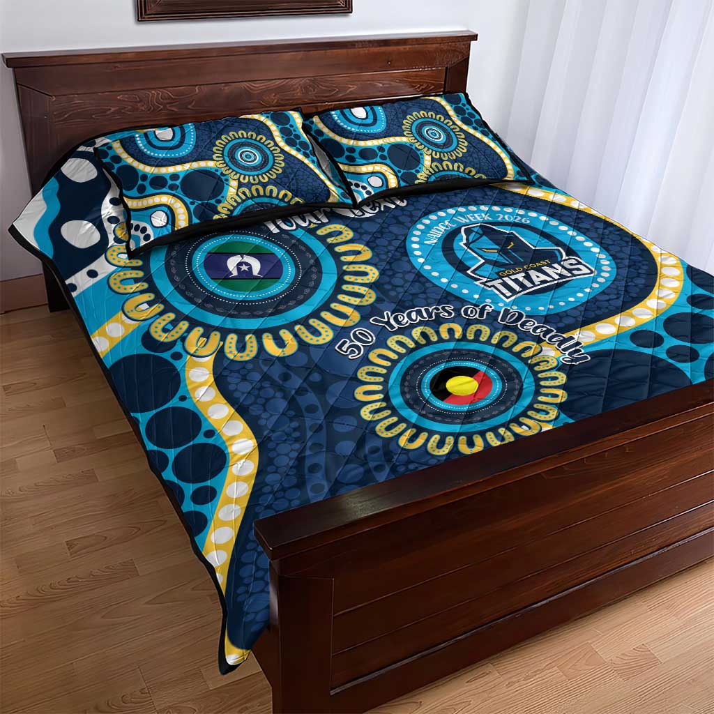 Titans NAIDOC Week 2026 Personalised Quilt Bed Set 50 Years of Deadly Aboriginal Art