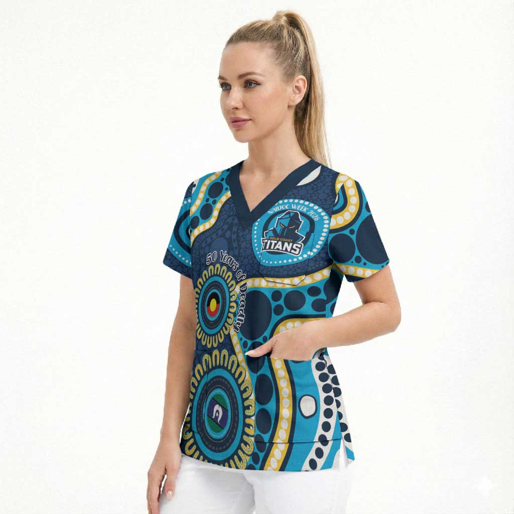 Titans NAIDOC Week 2026 Personalised Scrub Top 50 Years of Deadly Aboriginal Art