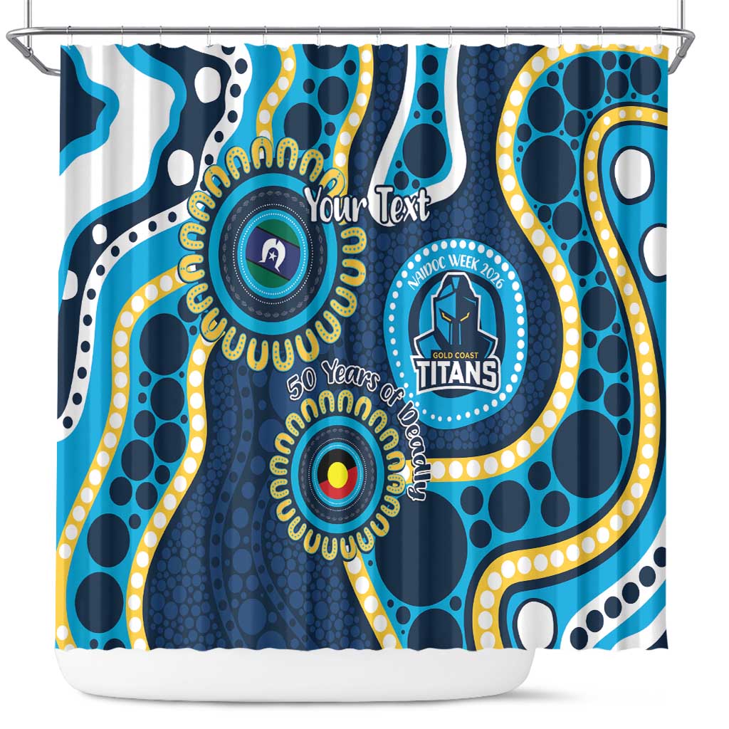 Titans NAIDOC Week 2026 Personalised Shower Curtain 50 Years of Deadly Aboriginal Art