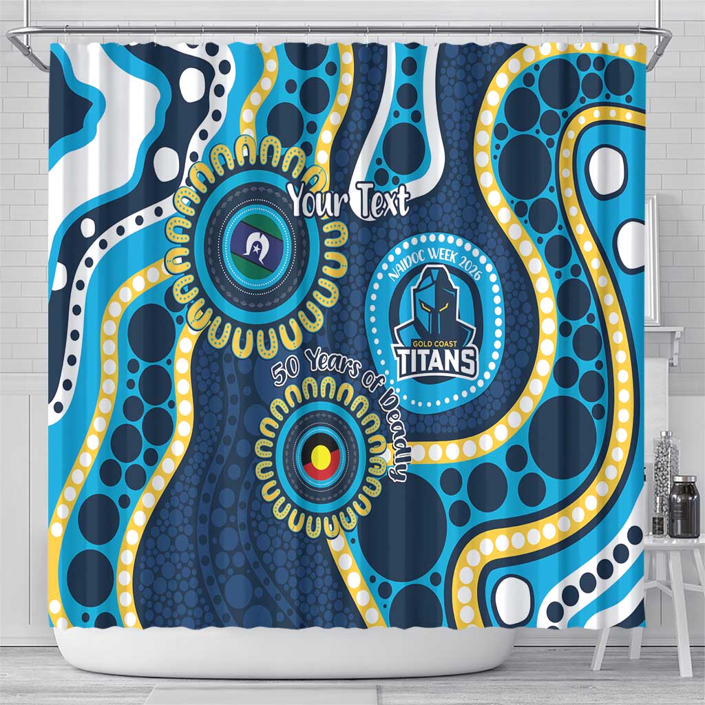 Titans NAIDOC Week 2026 Personalised Shower Curtain 50 Years of Deadly Aboriginal Art