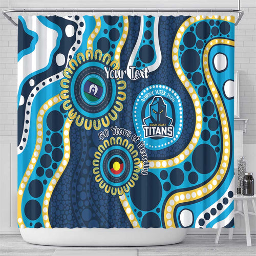 Titans NAIDOC Week 2026 Personalised Shower Curtain 50 Years of Deadly Aboriginal Art