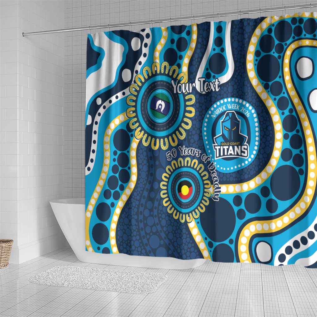 Titans NAIDOC Week 2026 Personalised Shower Curtain 50 Years of Deadly Aboriginal Art
