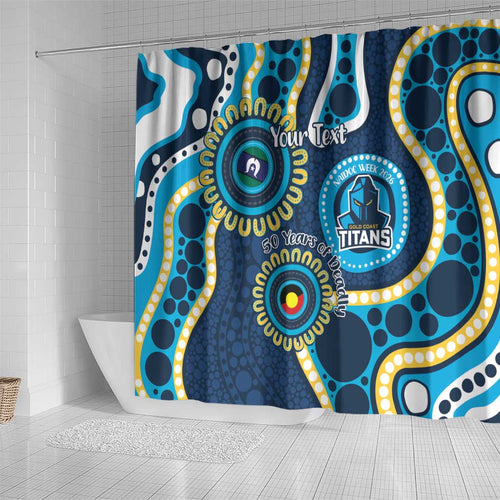 Titans NAIDOC Week 2026 Personalised Shower Curtain 50 Years of Deadly Aboriginal Art