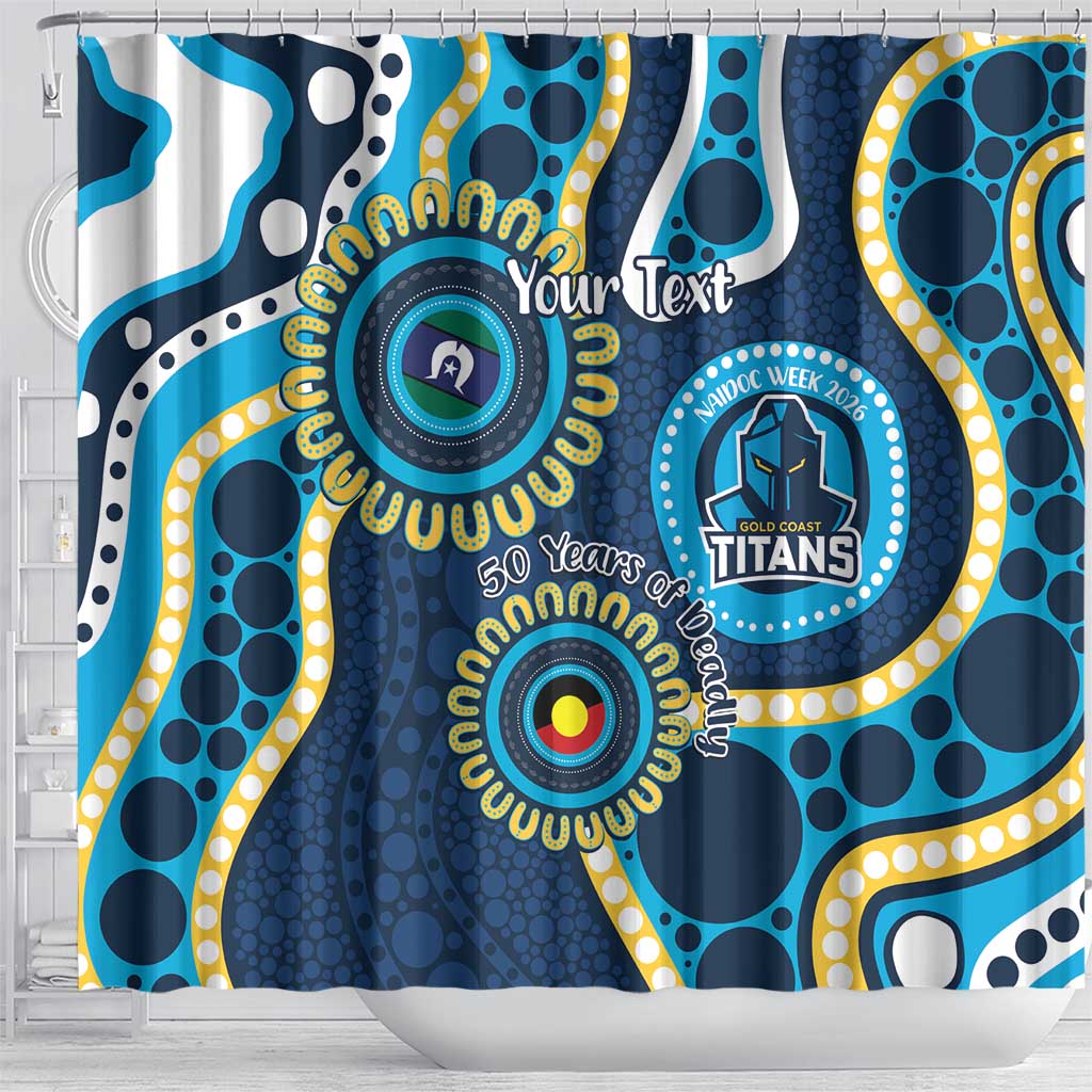 Titans NAIDOC Week 2026 Personalised Shower Curtain 50 Years of Deadly Aboriginal Art