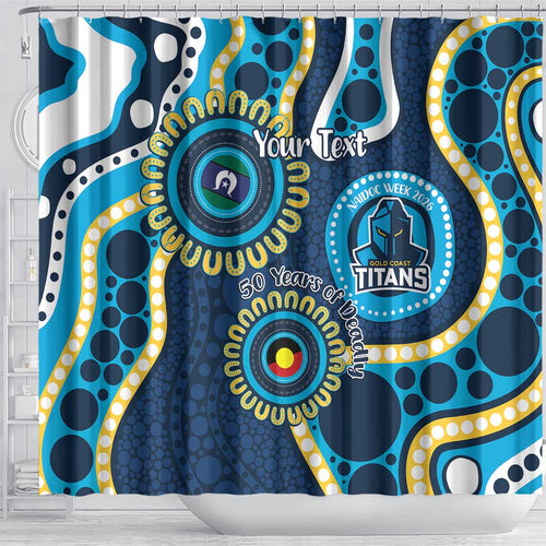 Titans NAIDOC Week 2026 Personalised Shower Curtain 50 Years of Deadly Aboriginal Art