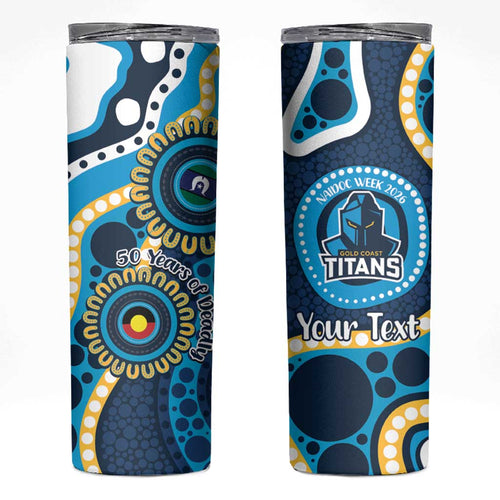 Titans NAIDOC Week 2026 Personalised Skinny Tumbler 50 Years of Deadly Aboriginal Art