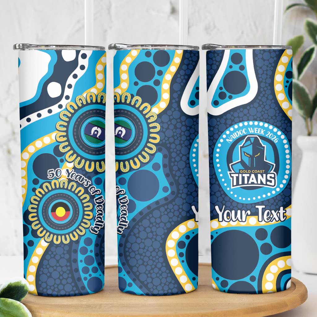 Titans NAIDOC Week 2026 Personalised Skinny Tumbler 50 Years of Deadly Aboriginal Art