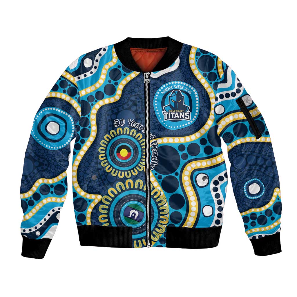 Titans NAIDOC Week 2026 Personalised Sleeve Zip Bomber Jacket 50 Years of Deadly Aboriginal Art